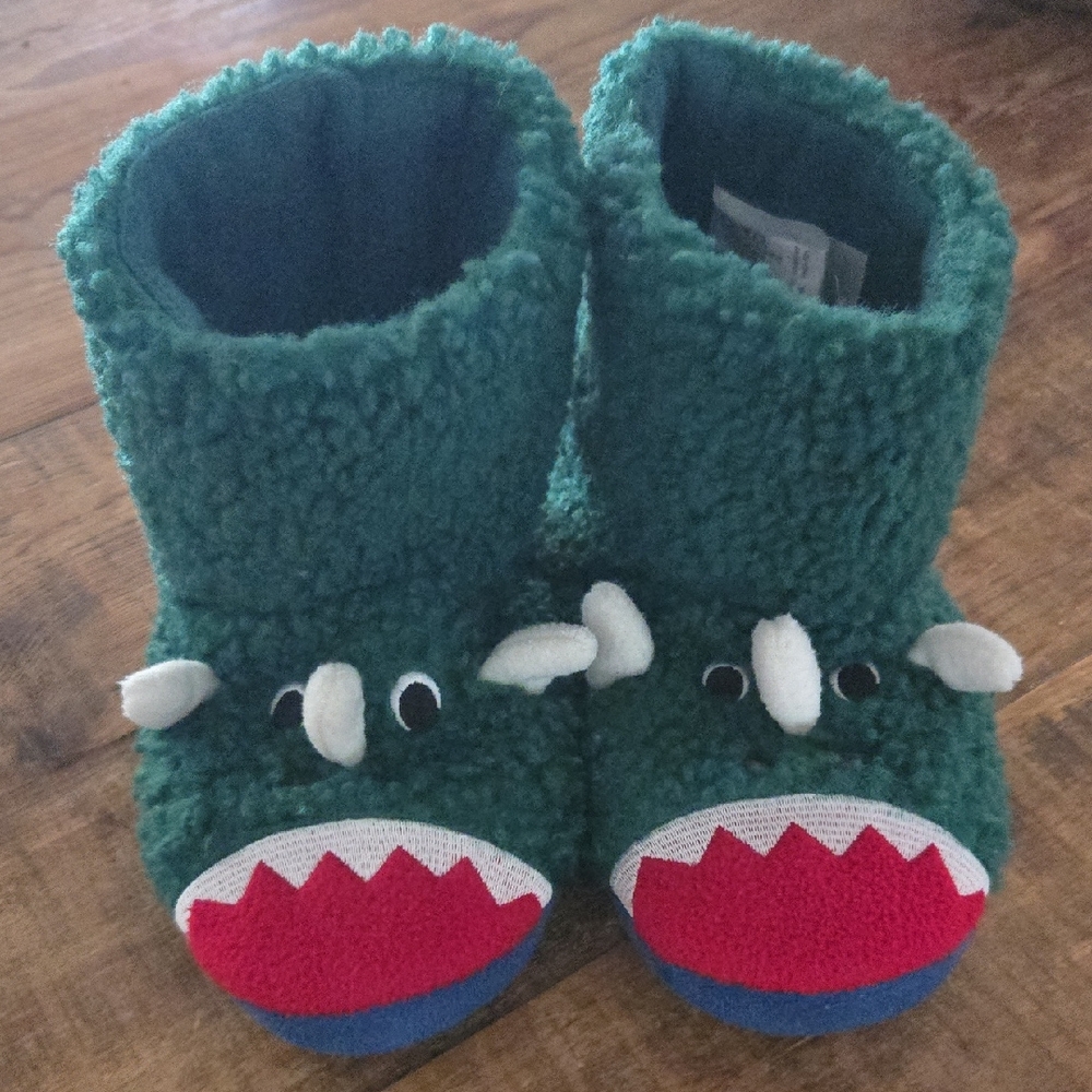 Take 50% Off Totes Toasties Kid's Green Dinosaur Kids Slippers
